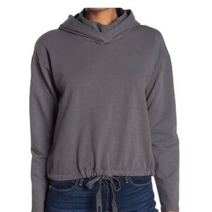 Stateside Gray Women's Funnel Neck Draw String Hoodie Top Size S